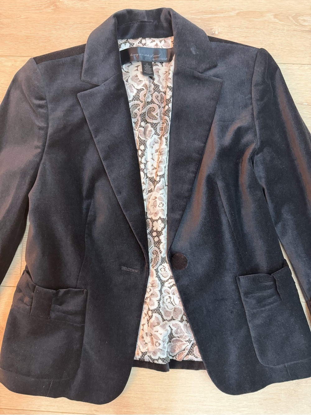 Vintage Apostrophe Y2K Brown Velvet Blazer Single Button Fitted Suit Jacket Flor